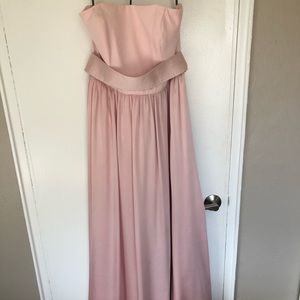 White by Vera Wang blush strapless bridesmaid gown